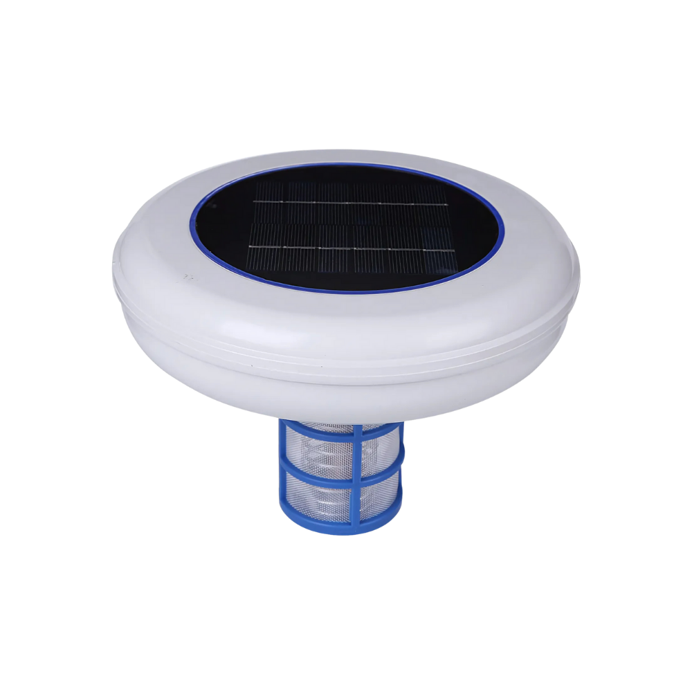 Ionizador solar para piscina da Hinbest, acessório para piscinas e spas, com painel solar e componentes de controle.