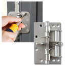 Duas charnières de porta prata da Hinge Outlet com fechamento suave, ideal para portas multifuncionais.