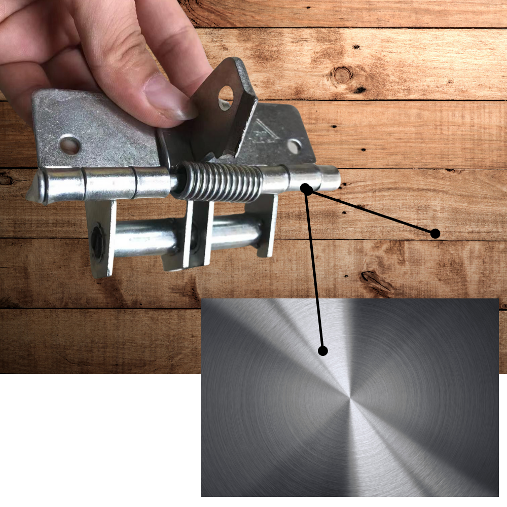 Charnière de porte polyvalente à fermeture douce de la marque Hinge Outlet, en métal argenté.