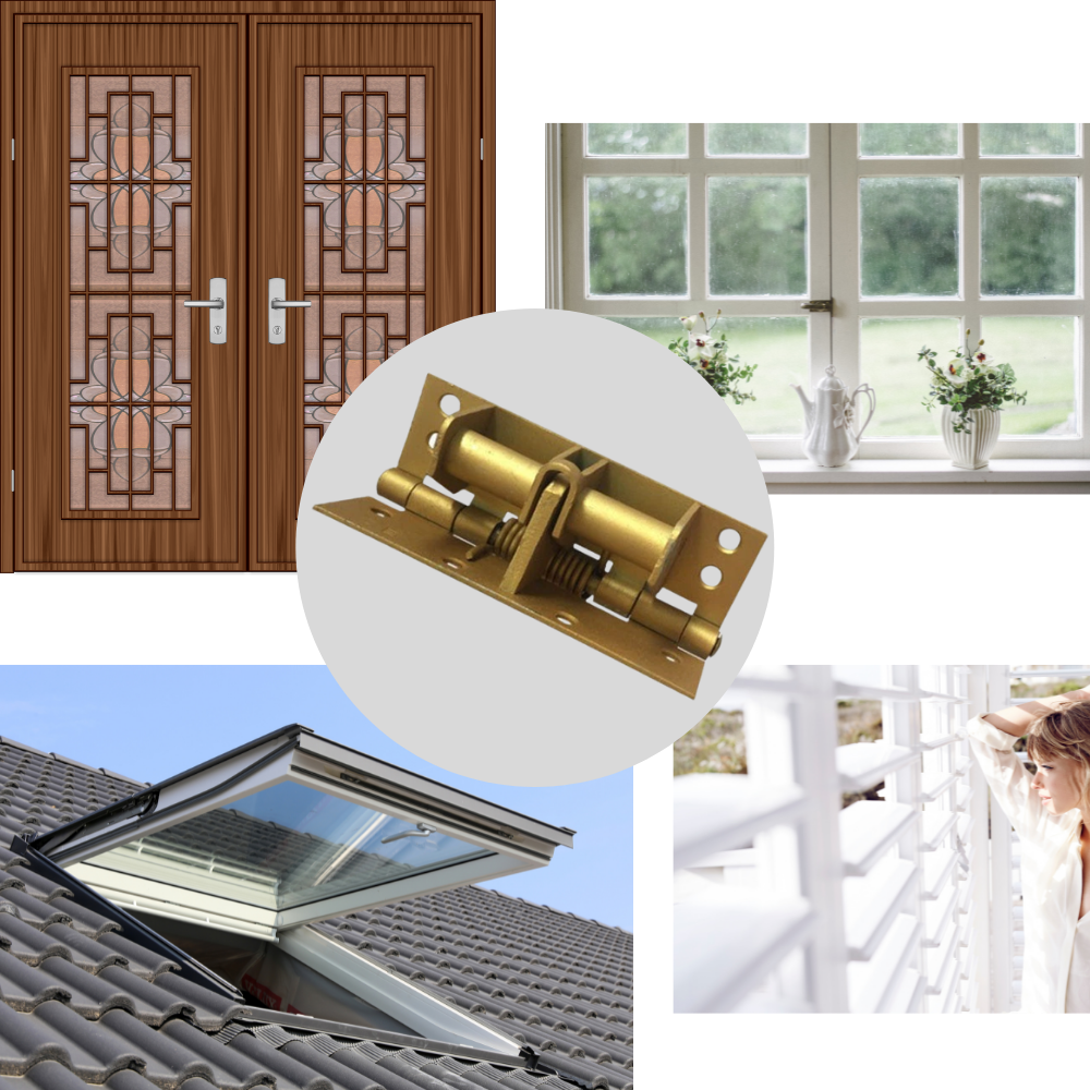 Charnière de porte polyvalente Hinge Outlet avec fermeture douce, finition argentée, pour portes intérieures et extérieures.