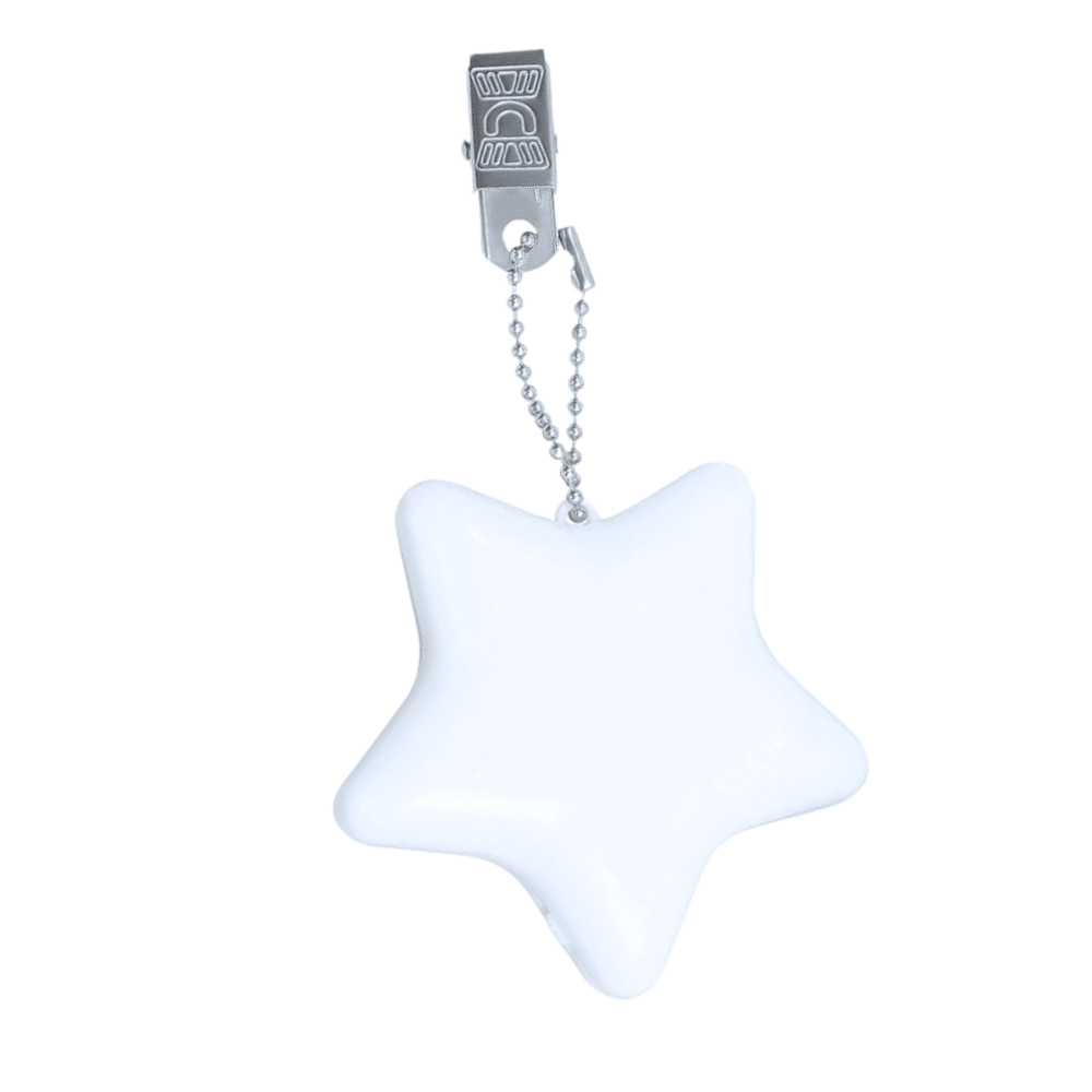 Lâmpada de saco Hokarua com luz de coração ativada por toque, iluminando de forma suave e moderna.