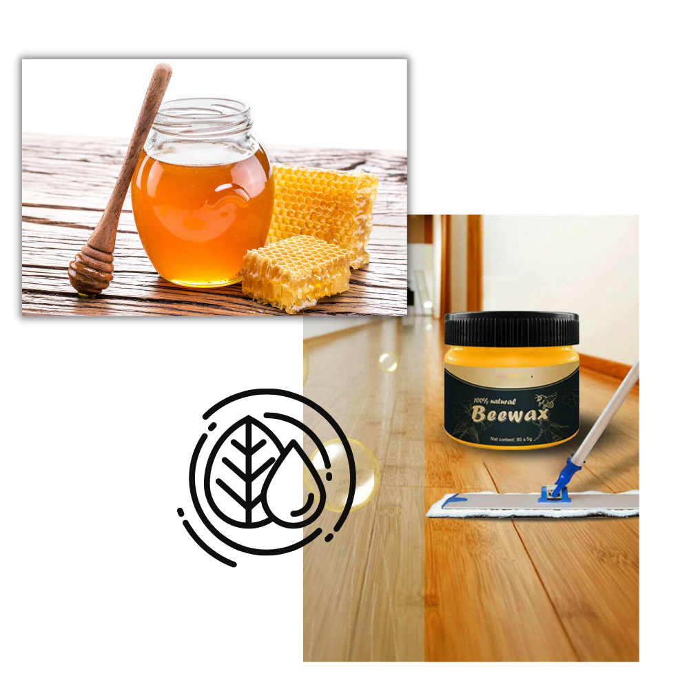 Cera de abelha aromática para secagem de madeira, usada em polisseuses e lustreuses Homchum, com textura e aroma natural.