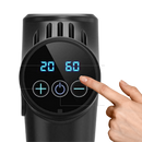 Pistolet de massagem Homedics de múltiplas velocidades para relaxamento muscular, com design ergonômico e acessórios inclusos.