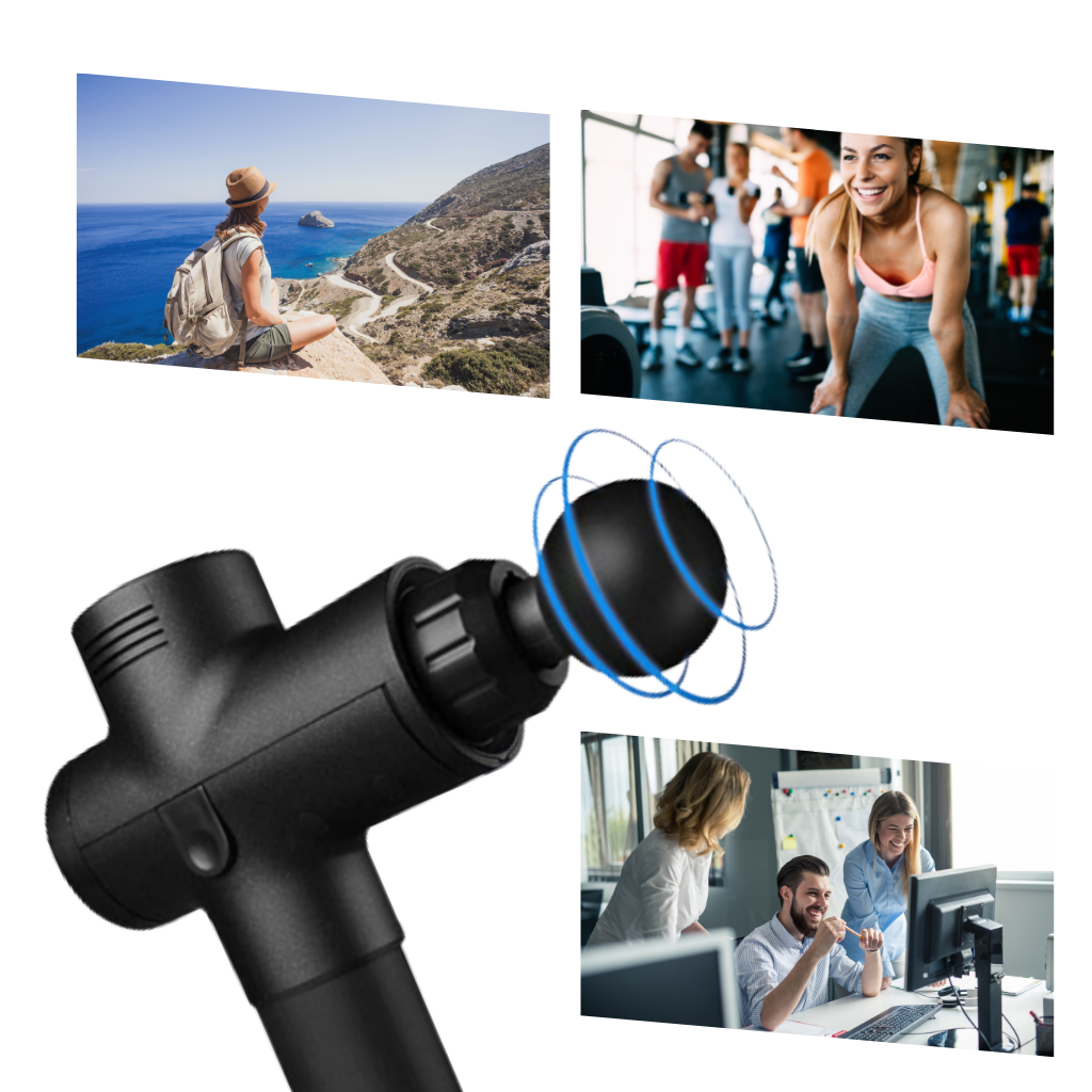 Pistolet de massage Homedics de multi velocidades, dispositivo portátil para relaxamento muscular e alívio da tensão.