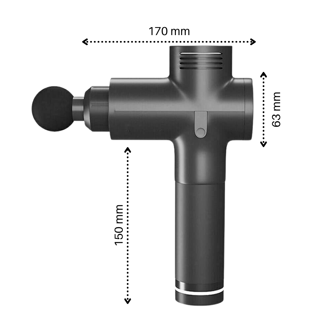 Pistolet de massagem multi velocidade Homedics para relaxamento muscular, com design ergonômico e pontas intercambiáveis.