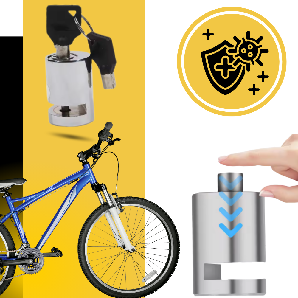 Antivol bloque disco em alumínio da Homemaxs para segurança de bicicletas, resistente e leve, com mecanismo de trava eficaz.