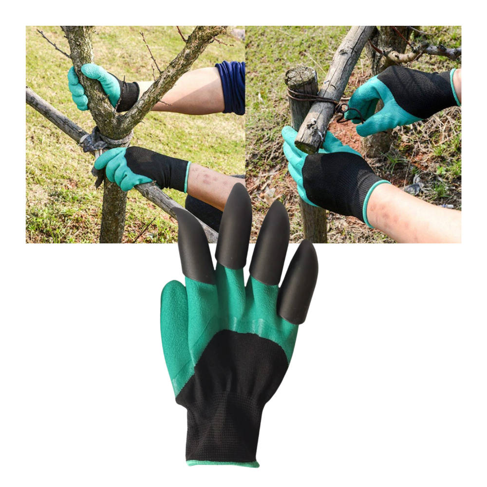 Luvas de jardinagem Homeme com garras, ideal para trabalhos no jardim, feitas com material resistente e confortável.