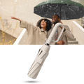 Guarda-chuva azul da Homgreen resistente ao vento com sistema de fechamento automático, ideal para proteção contra chuva e vento.