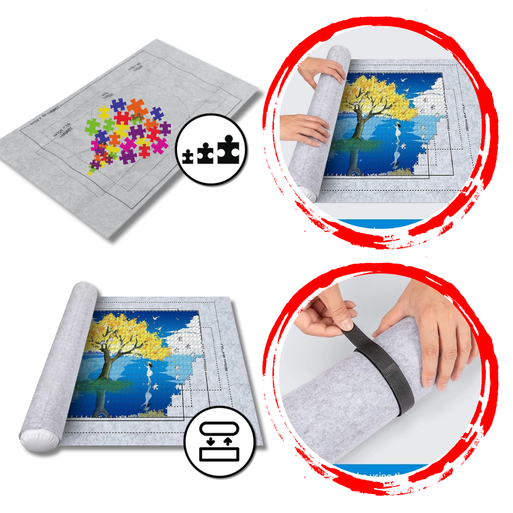 Tapis de puzzle em feltro Homyl, em cinza, para encaixar e enrolar peças de até 1500 peças, acessório para montagem de quebra-cabeças