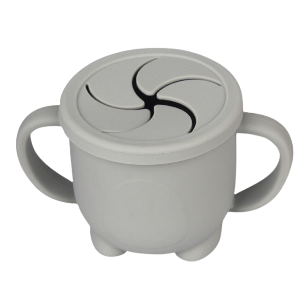 Tasse à snack para bebê Homyl, ideal para alimentação e aleitamento, de cor verde-menta com tampa e compartimentos.