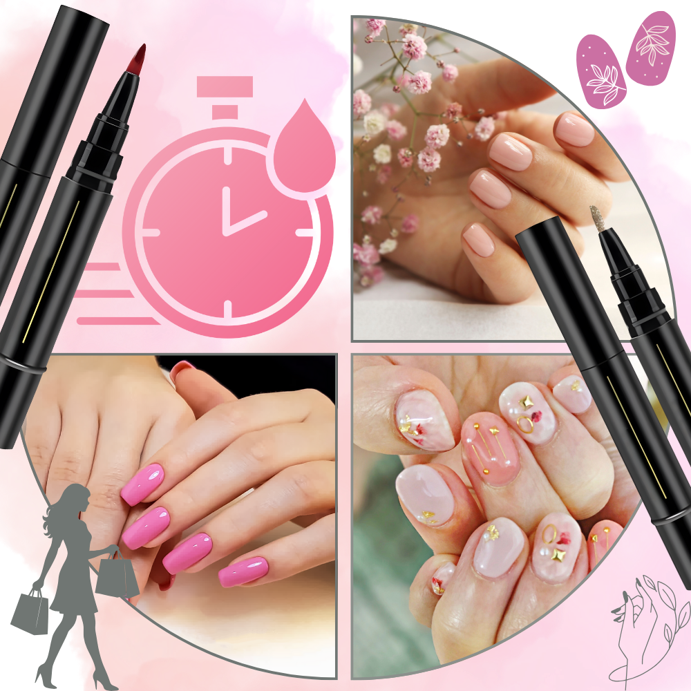 Caneta de esmalte Homyl para unhas com secagem rápida, acabamento brilhante e cor rosa bonbon, ideal para manicure fácil e rápida.