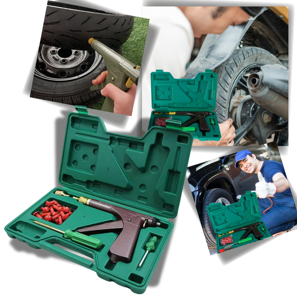 Kit de réparation de pneus Homyl, auto et universel, pour réparer crevaisons de pneus de véhicules.