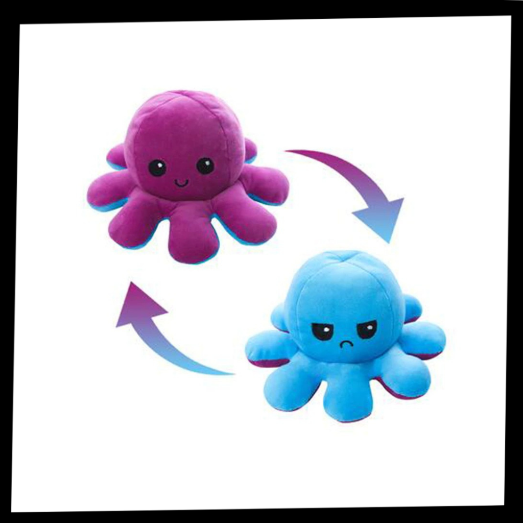 Peluche reversível mini polvo Homyl, figura macia para crianças, com cores vibrantes e detalhes de tentáculos coloridos.