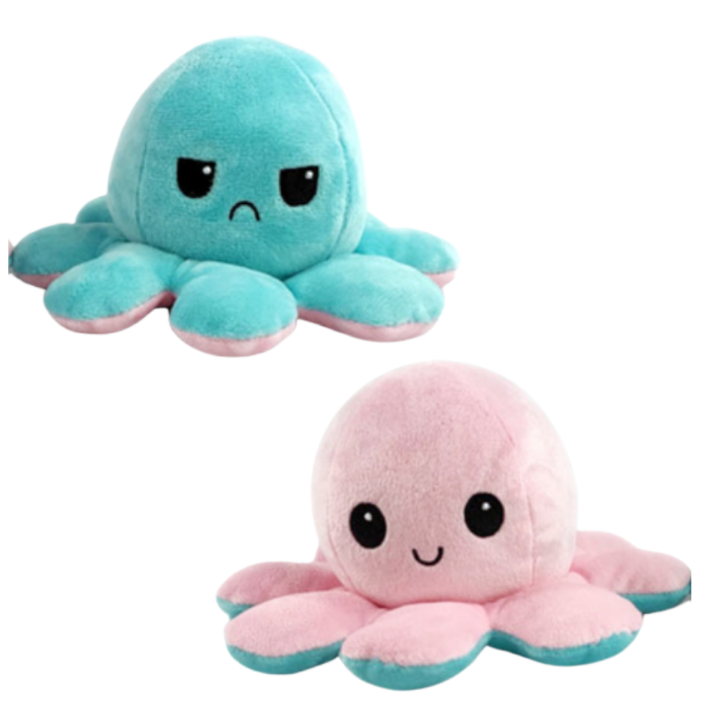 Peluche reversível mini polvo da Homyl, figura fofinha com cores variadas, ideal para decoração ou brinquedo macio.