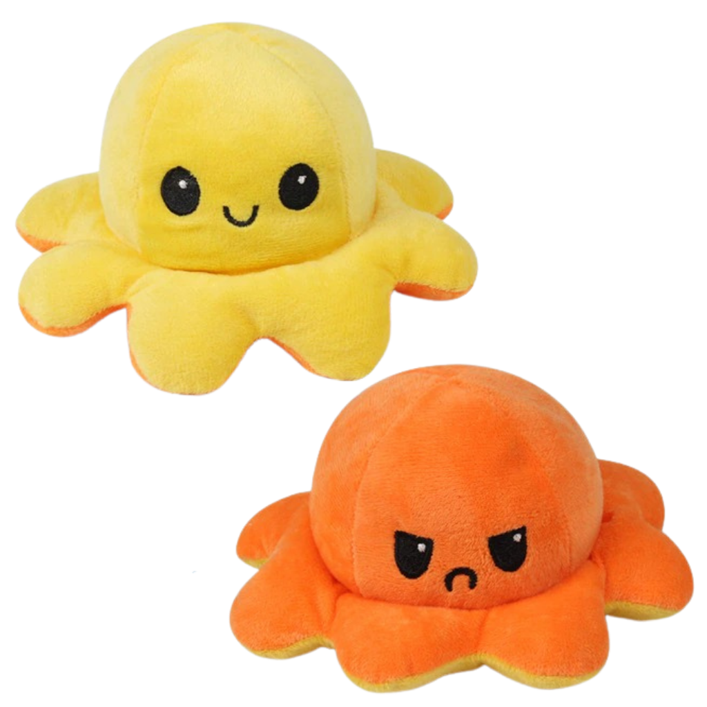 Peluche reversível mini polvo Homyl, brinquedo macio em formato de polvo, ideal para crianças, com cores vibrantes.