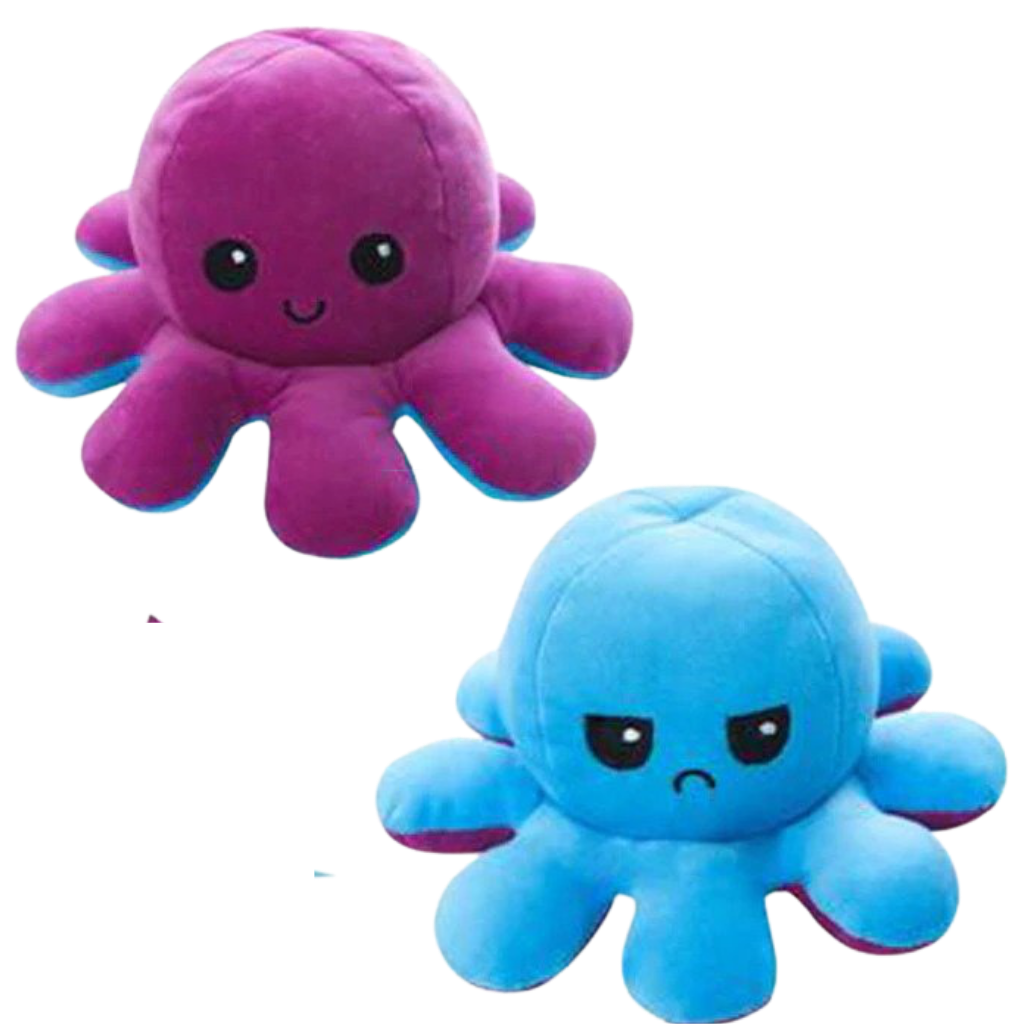 Peluche reversível mini polvo Homyl, brinquedo macio em forma de polvo com cores vibrantes, ideal para crianças.