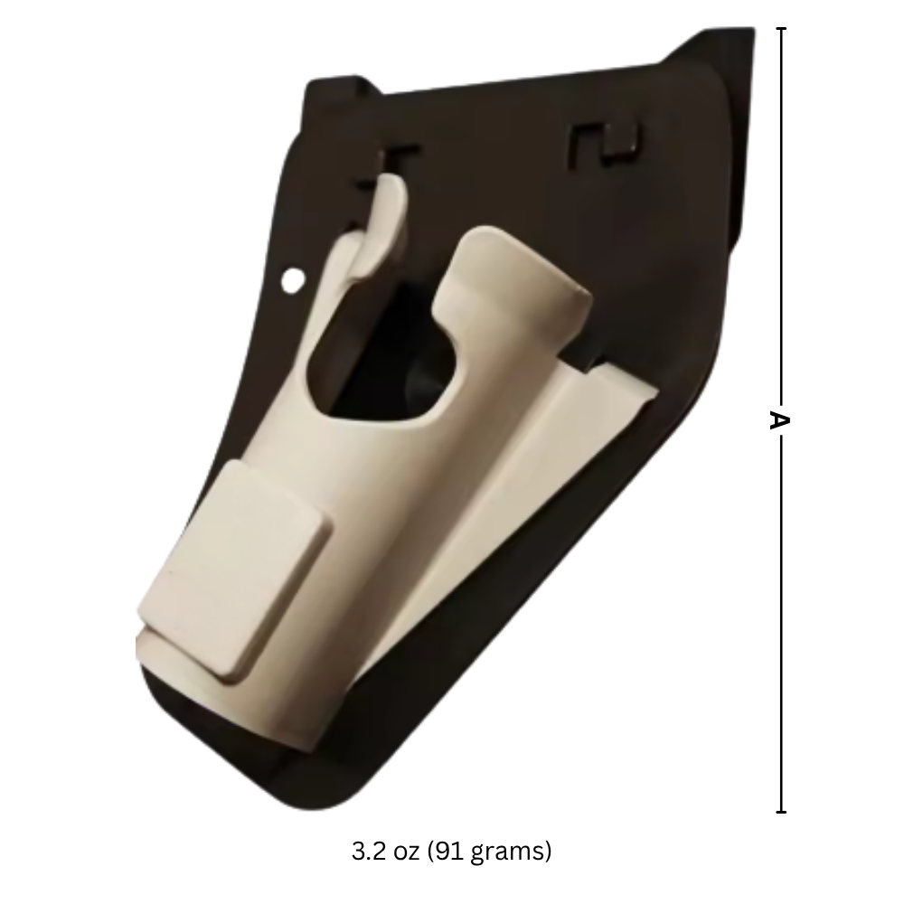Fivela de cinturão para cana de pesca Nayueo, estojo de crochê com compartimento para vara de pesca, vista lateral com dimensões.