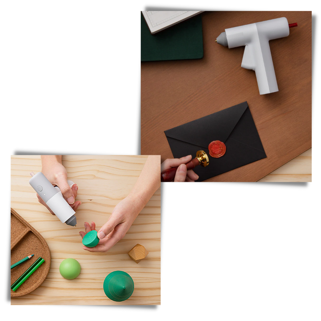 Pistolet à colle chaude sem fio da Hoto para artesanato, com bico de aplicação e design portátil para projetos criativos.