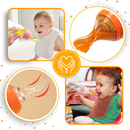 Biberons de silicone Hotwinter com colher anti-derramamento, cor rosa, ideal para alimentação infantil segura e prática.
