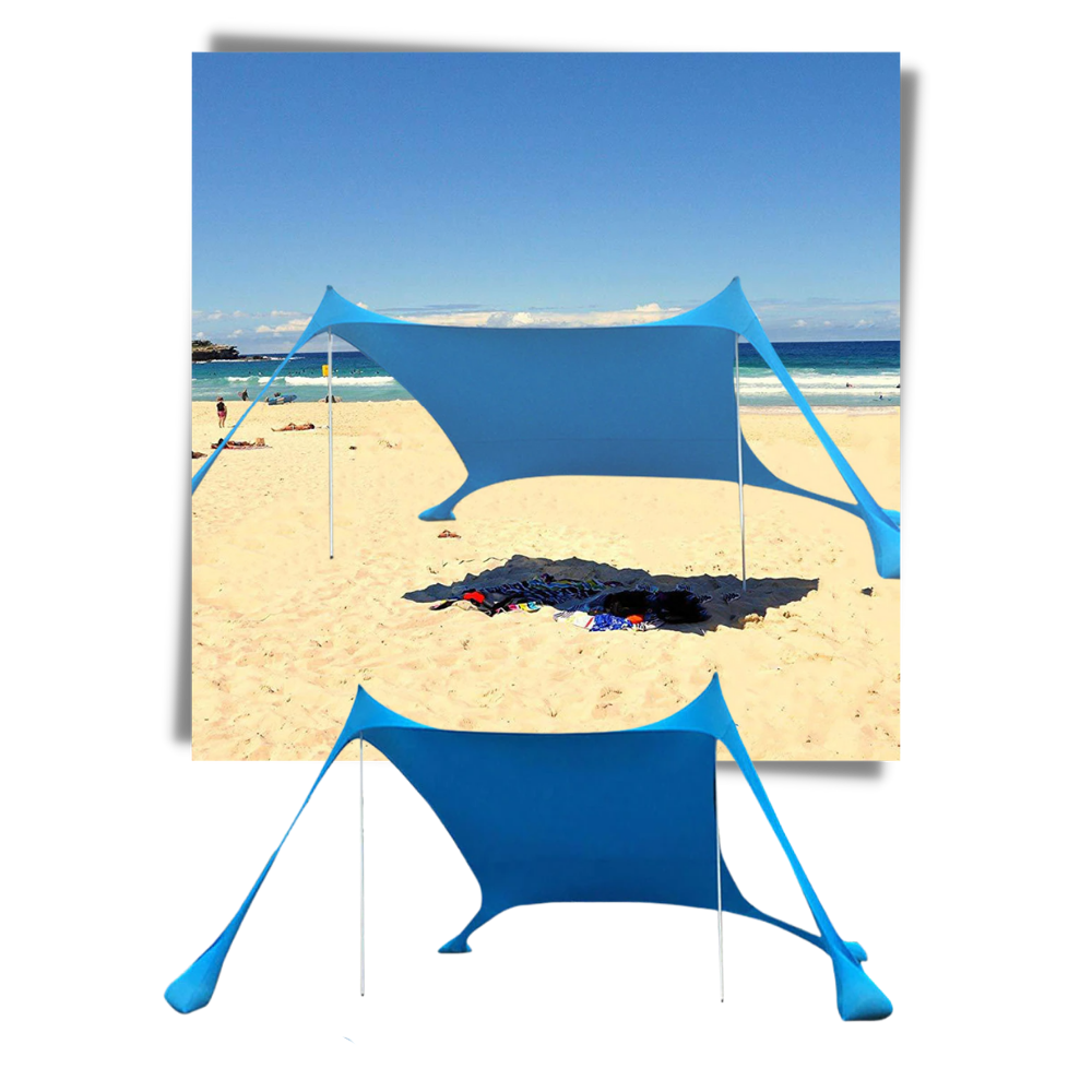 Tenda de sombra leve para praia da Htovila, cor vermelha, ideal para atividades ao ar livre na praia.