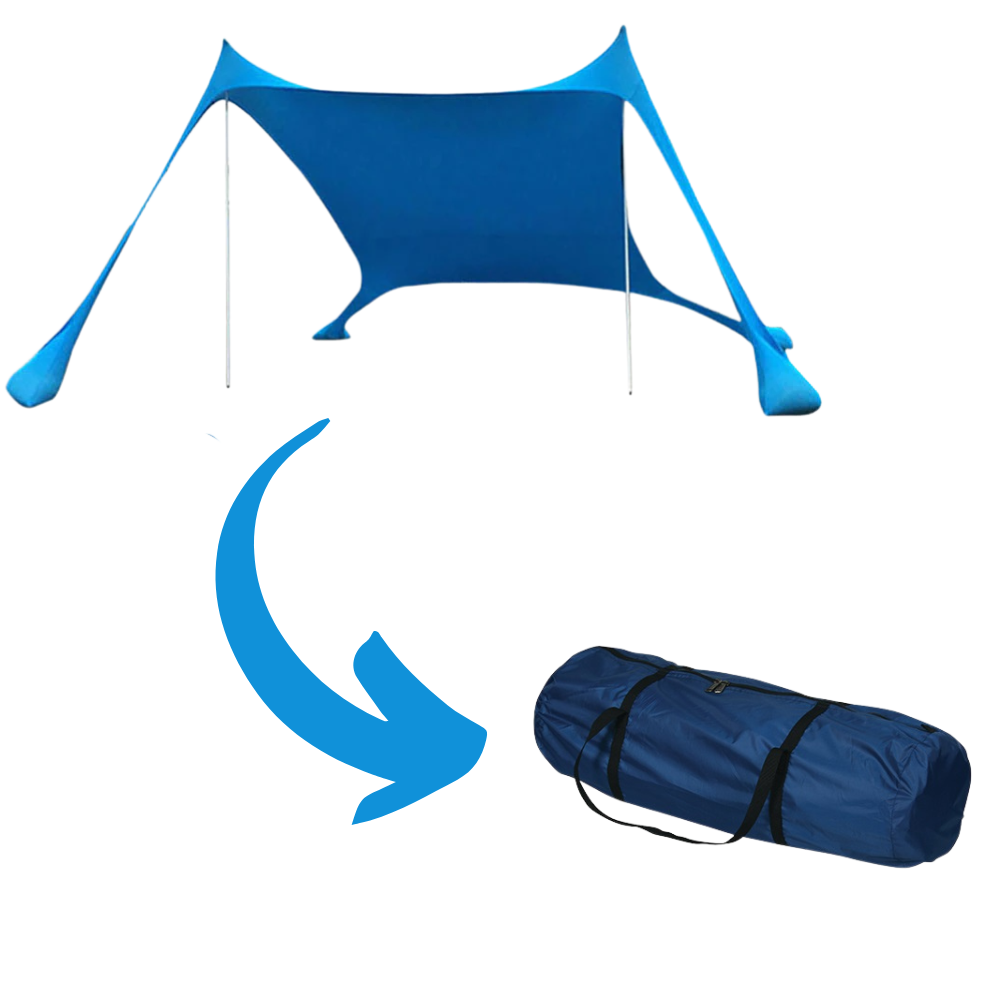 Tenda de sombra leve para praia da marca Htovila, proteção contra sol, em cor vermelha, ideal para atividades ao ar livre.