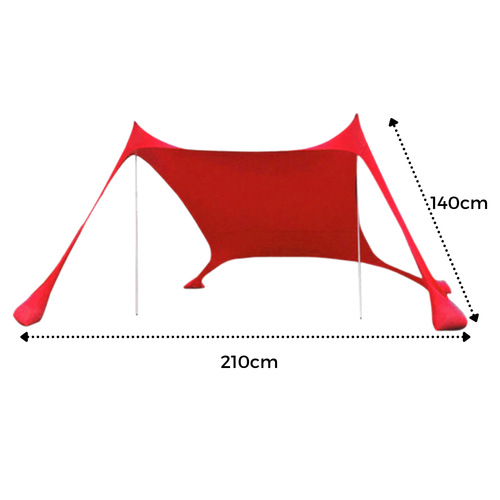 Tenda de sombra leve para praia da marca Htovila, cor vermelha, ideal para atividades ao ar livre na praia.