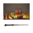 Baguette mágica de Harry Potter da Huali, acessório de cosplay com efeito de fogo para fantasia de bruxo.