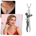 Colar de casal Foviza Câlin com símbolo de abraço, feito de prata, ideal para casais que querem expressar amor.