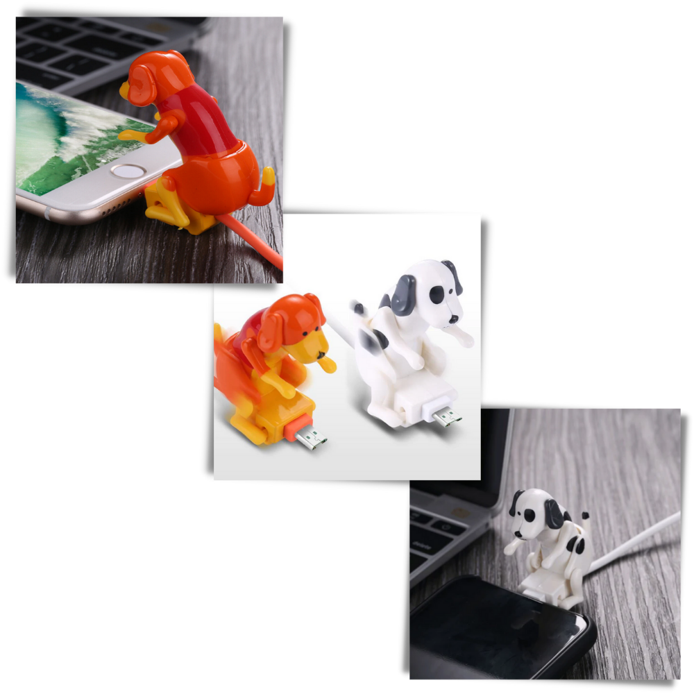 Cabo de carregamento rápido com design de cachorro em forma de pônei, marca Lexi, para dispositivos eletrônicos.