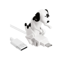 Cabo de carregamento rápido em forma de cachorro da marca Lexi, branco, com design de cachorro empinando, para dispositivos eletrônicos.