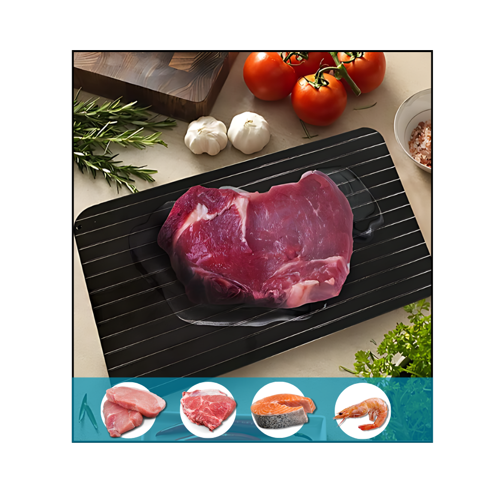 Plateau de décongelação rápida Huohuo, utensílio de cozinha para descongelar alimentos de forma eficiente.