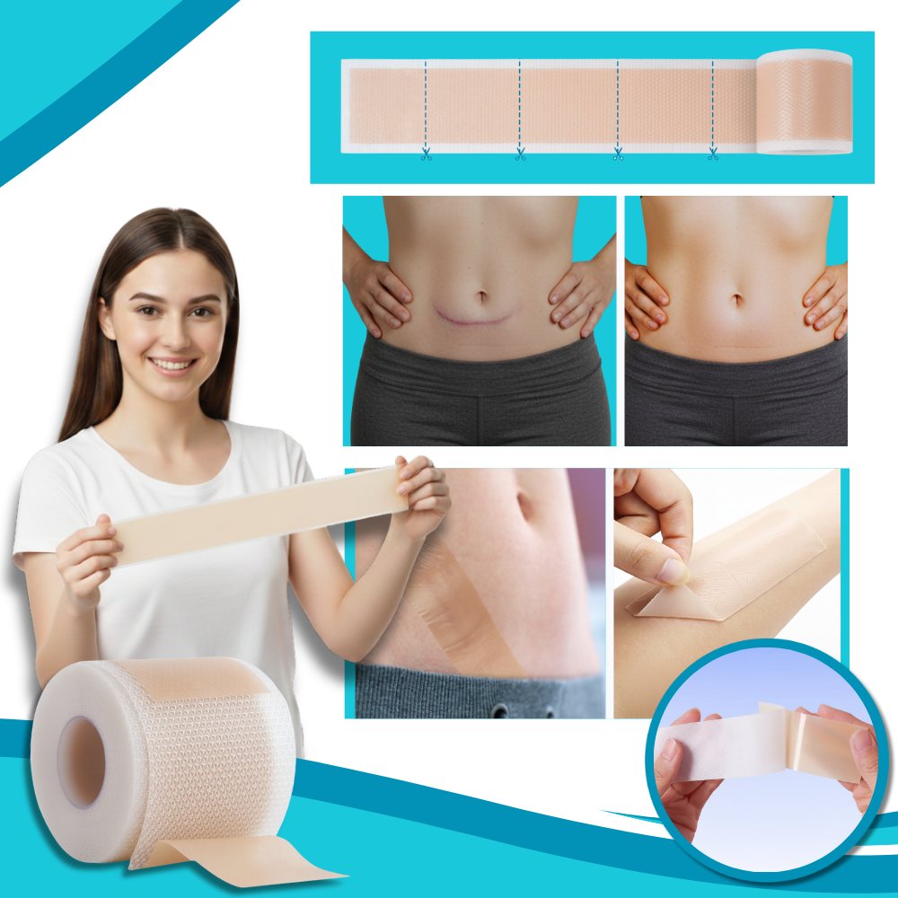 Adesivo de silicone com ácido hialurônico da Dongzhur para cicatrizes, indicado para primeiros socorros e cuidados com a pele.