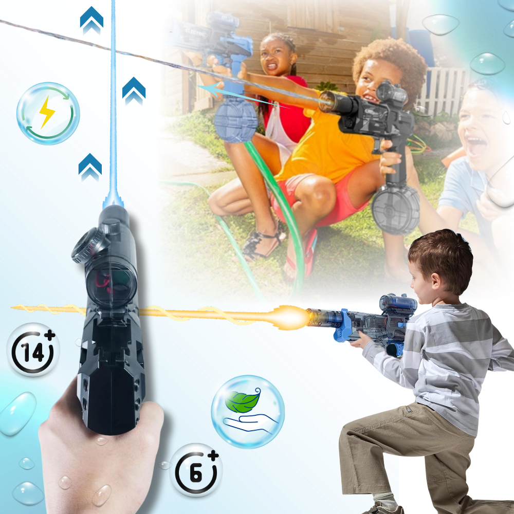 Boneco de brinquedo pistola de água elétrica Hearnice, jogo ao ar livre com jato de água de alta distância, diversão para todas as idades.