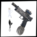 Jogo de pistola d'água elétrica Hearnice para brincadeiras ao ar livre, com embalagem e detalhes do produto.