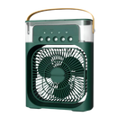 Climatizador portátil pequeno da Menolana em verde, sistema de resfriamento por água, ideal para ambientes pequenos.
