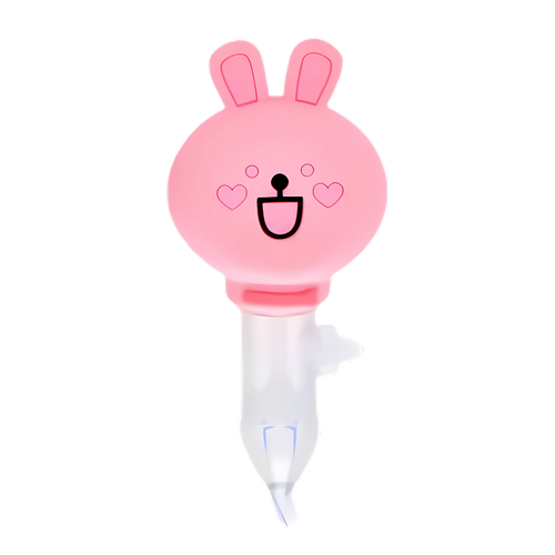 Mouche-bébés aspirador nasal de silicone na cor rosa, para higiene nasal suave de bebês.