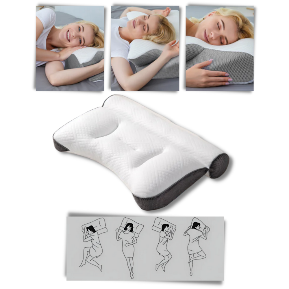 Travesseiro de apoio cervical hipersalergênico da Jiafang, ideal para posições de sono confortáveis e suporte ortopédico.