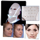 Máscara profissional de luminoterapia a LED da Icoco, com luzes coloridas para tratamentos faciais de beleza e relaxamento.