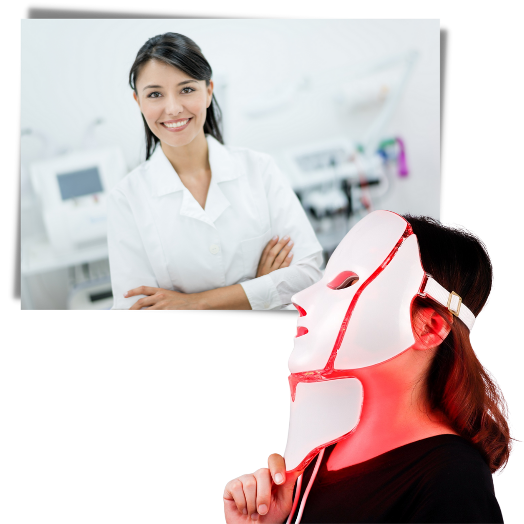 Máscara profissional de luminoterapia a LED da Icoco, para tratamentos faciais com luz LED.