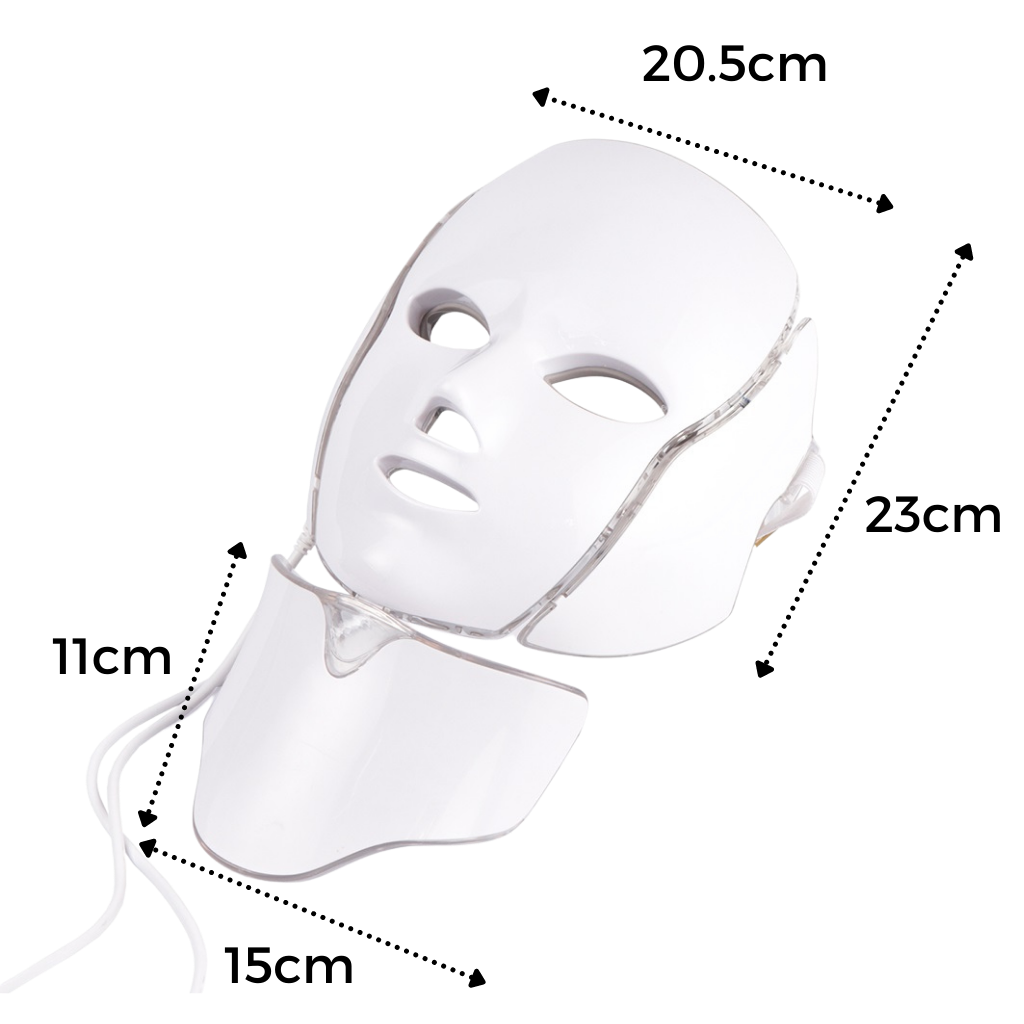 Máscara profissional de luminoterapia LED da Icoco, com luzes vermelhas e azuis para cuidados faciais.