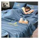 Porta-travesseiro de linho de seda glace suave da Betiyuaoe, tecido azul claro, ideal para roupa de cama macia e confortável.