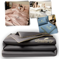 Capa de edredom de seda glace Betiyuaoe, toque suave e confortável, em tom azul claro, ideal para uma cama elegante e confortável