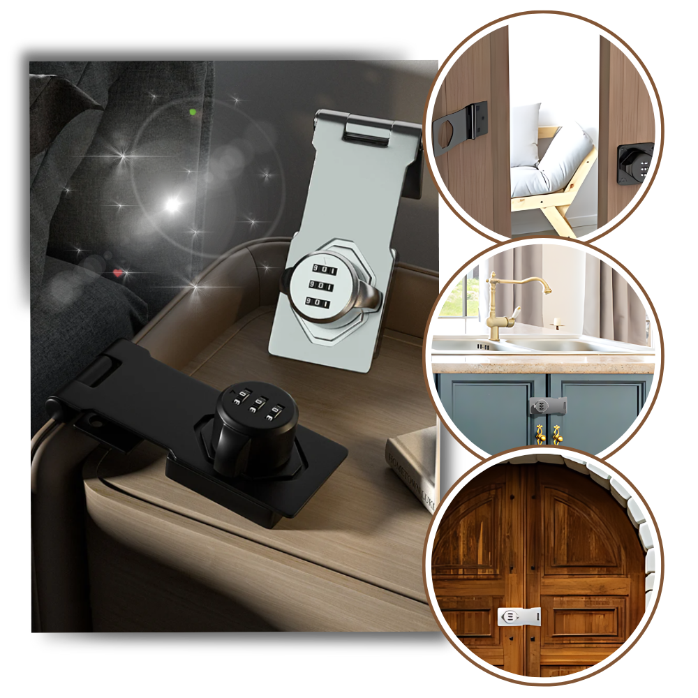 Serrure de armoire sem chave Imestou, trava rápida preta, para segurança de móveis com instalação fácil.