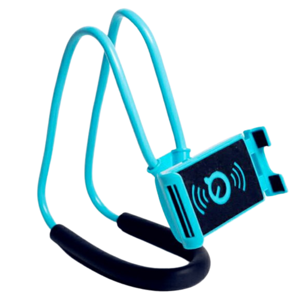 Suporte de telefone para o pescoço Imountek, acessório de telefonia azul, com design confortável para uso mãos livres.