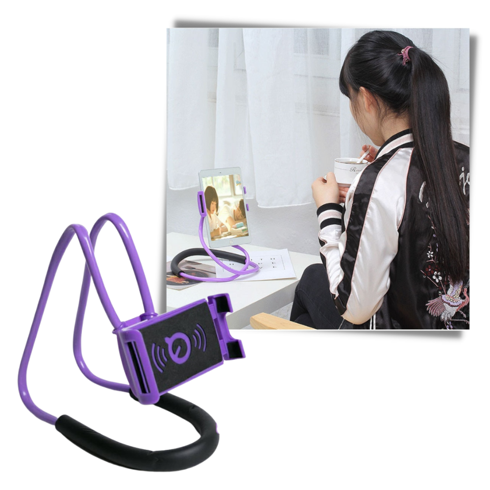 Suporte de telefone para o pescoço Imountek azul, acessório de telefonia para mãos livres e conforto durante o uso.