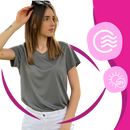 Blusa feminina da Fruit Of The Loom com gola V refrescante, tecido que promove maior fluxo de ar e conforto.