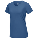 Camiseta feminina com gola V refrescante da Fruit Of The Loom, em tom azul acinzentado, para conforto e estilo.