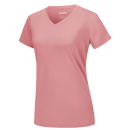 Blusa feminina da Fruit of the Loom com decote em V e tecido refrescante nas cores cinza e pink, ideal para dias quentes.