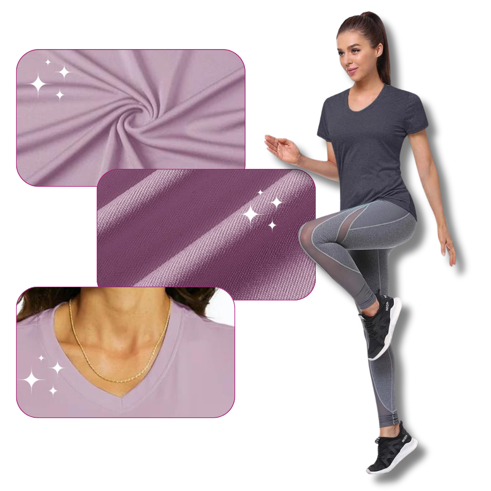 Blusa feminina da Fruit Of The Loom com decote V refrescante, tecido suave e confortável para o verão.