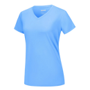 Camiseta feminina com decote em V refrescante da Fruit Of The Loom, tecido leve em azul quente, ideal para dias quentes.